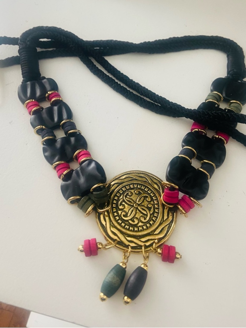 Boho Braided Gold Medallion/Beaded Belt